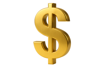 3D shiny gold dollar sign for finance and business