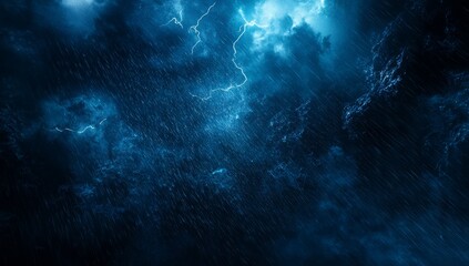 Dramatic storm clouds rain and lightning