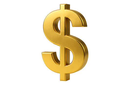 3D shiny gold dollar sign for finance and business