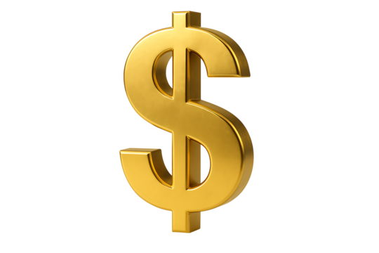 3D shiny gold dollar sign for finance and business