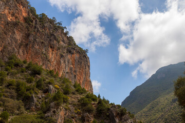Naklejka premium Red Rock Mountainside Detail in Akchour Morocco