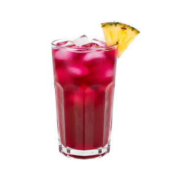 A Chilled Glass of Nigerian Zobo Drink a Refreshing Spiced Hibiscus Iced Tea on isolated transparent background