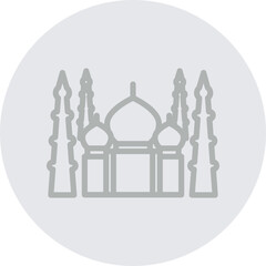 Taj Mahal Vector Line Grey Circle Grey