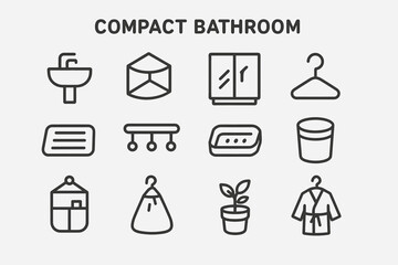 Minimalist bathroom essentials: compact design icons for modern spaces