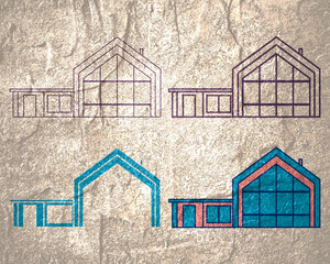 Suburban house collection. For web design and application interface. Real estate business illustration