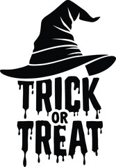 Halloween trick or treat typography witch hat design