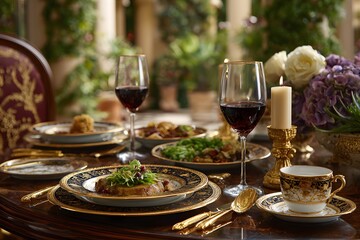 Fototapeta premium christmas table setting