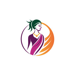Women's fashion design logo with saree vector