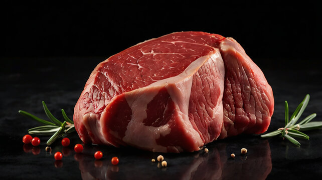 fresh red meat isolated on black background