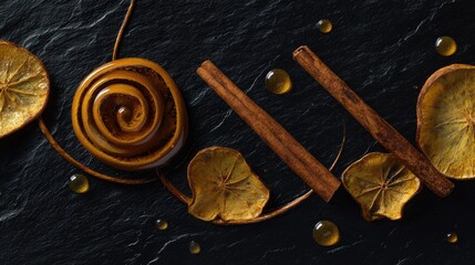 Minimalist composition of falling autumn ingredients