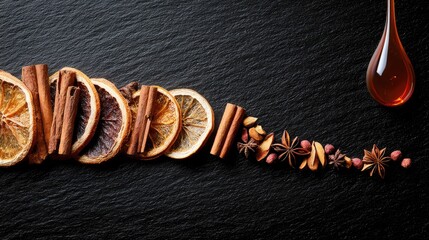 Minimalist composition of falling autumn ingredients