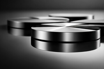 Close-up of metallic pie charts