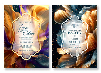 Floral design wedding invitation template, business brochure template, luxury floral flyer design, universal background, versatile vector background, creative brochure template