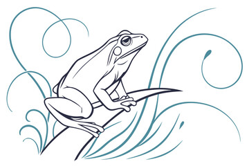 Elegant Frog Outline Drawing

