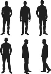 Collection of people silhouettes on white background