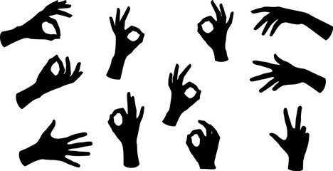 hands, fingers, gestures, silhouettes, black and white, minimalist, simple, elegant, expressive, symbolic,