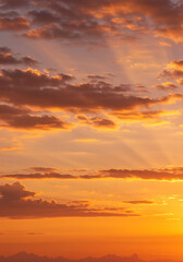 Fototapeta premium sunset in the sky,Golden sunset sky with fiery orange and red clouds
