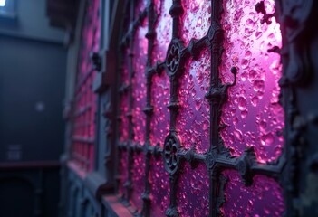 Close up of Damaged Colored Window Art