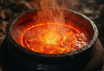 Close up of Lava Melting Furnace Art