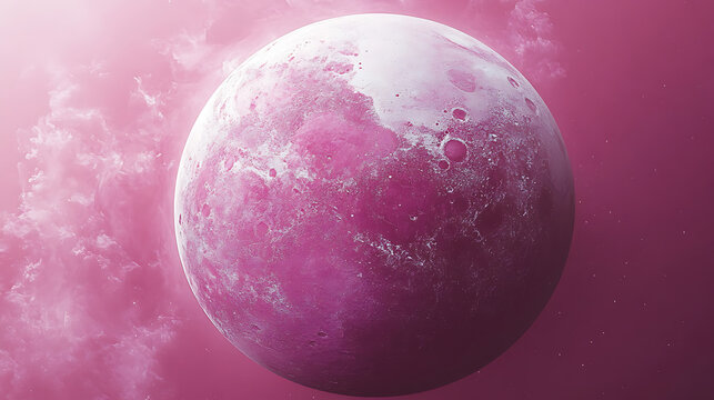 Pink fantasy planet with cloud background in space aesthetic scifi world
