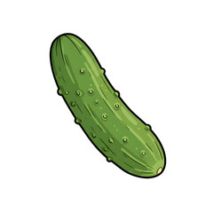 Cartoon Cucumber on Black Background png, isolated on transparent background