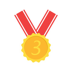 Simple Gold Medal Icon On White Background