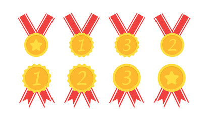 Simple Gold Medal Icon On White Background