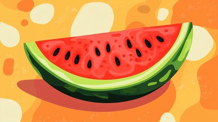 Vibrant slice of watermelon on a patterned background.