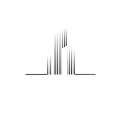 Real estate skyline logo with gradient vertical bars