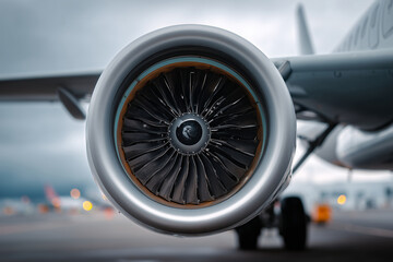 Minimal close-up of airplane turbine intake geometry, 