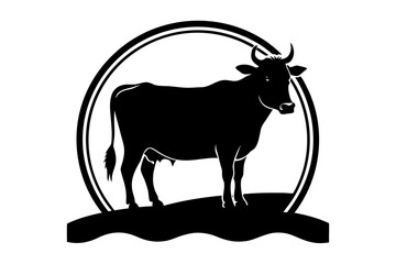 Silhouette Vector Art Illustration of Dairy Farm Symbol