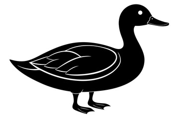Silhouette Vector Art Illustration of a Duck