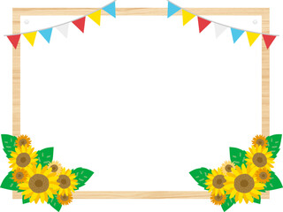 ひまわりで装飾されたテキストフレーム