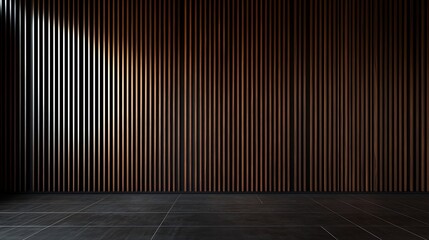 A minimalist interior with dark wooden vertical bars seems to be modern