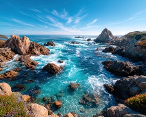 Coastal rocks and turquoise water