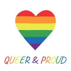 Colorful heart shape Gay pride flag Happy pride day LGBTQIA community Pride Month Vector hand drawn doodle for posters, stickers, logo, cards
