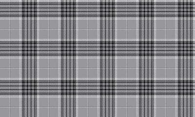 Seamless plaid pattern, grey, white, black, suitable for textile design, clothing, skirts, pants, suits, dresses and other fashion items, vector illustration.