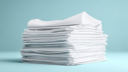 Stack of white fabric sheets.
