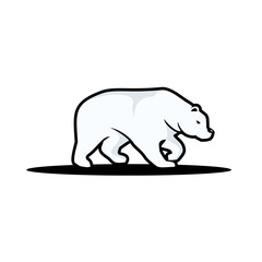 Minimalist Outline of Bear Walking in Profile View