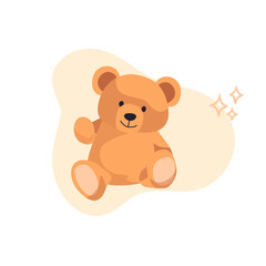Cute Baby Bear Waving Cartoon Illustration for Children