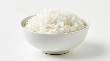 Cooked rice in a white bowl.