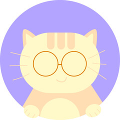Cute Flat Cat Face Icon Avatar – Pastel Cartoon Kitten Illustrations