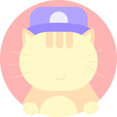 Cute Flat Cat Face Icon Avatar – Pastel Cartoon Kitten Illustrations