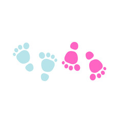 Baby footprints in pastel pink and blue – cute newborn symbol design for baby shower or birth announcements