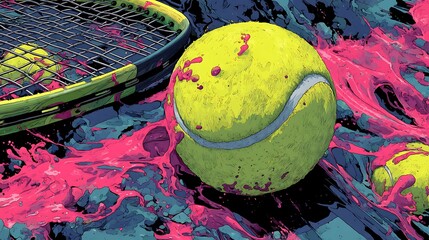 Neon tennis bot returning serves that leave afterimage trails