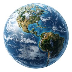 Fototapeta premium Planet earth detailed 3d rendering showing americas isolated on white background