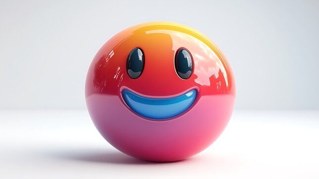 Playful gradient smiley face with 3d rendering for positive emotions and fun illustration for social media