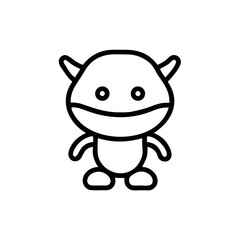 Cute Cartoon Monster Outline Icon Character Design