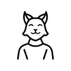 Cat Character Icon Outline Animal Avatar Illustration