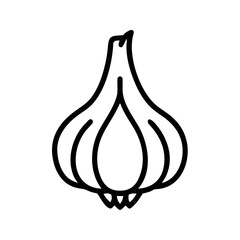 Garlic Bulb Icon in Minimal Line Style for Food and Vegetable Concepts